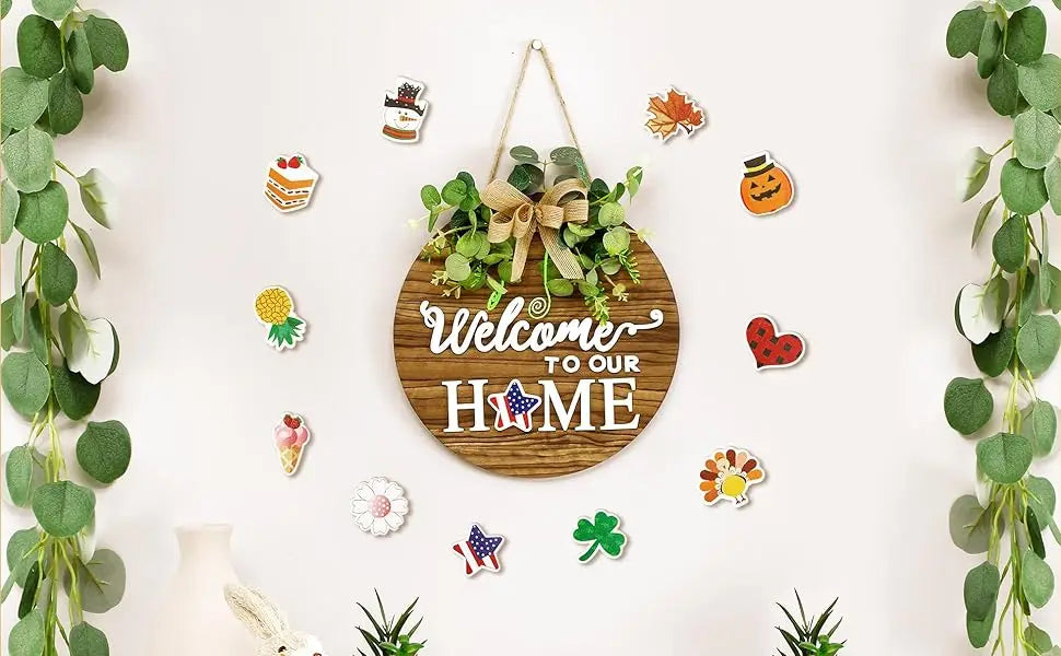 CozyFlame Rustic Welcome Door Sign – Christmas & Halloween Décor