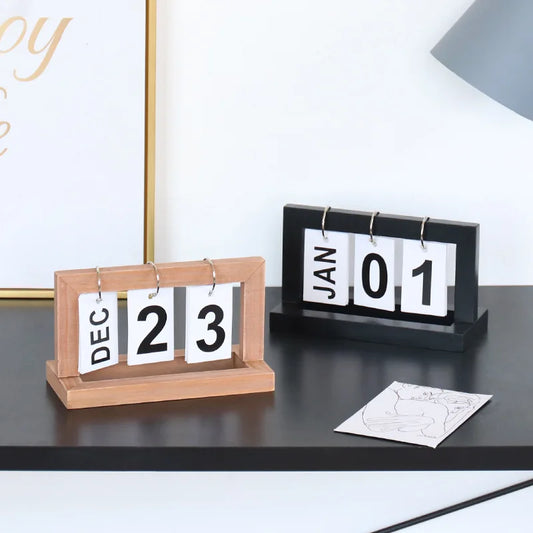 CozyFlame Wooden Perpetual Calendar – Desktop Hanging Calendar & Home Office Decoration