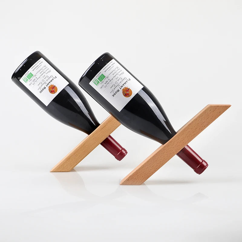 CozyFlame Solid Wood Wine Rack – Modern Red Wine Display Stand & Home Storage Decoration
