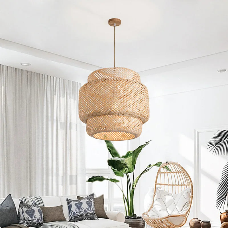 CozyFlame BambooRadiance Woven Pendant Light