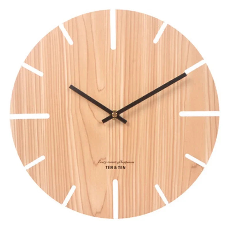 CozyFlame Wooden 3D Wall Clock – Modern Nordic Design Decorative Clock for Living Room & Kitchen (12 Inch