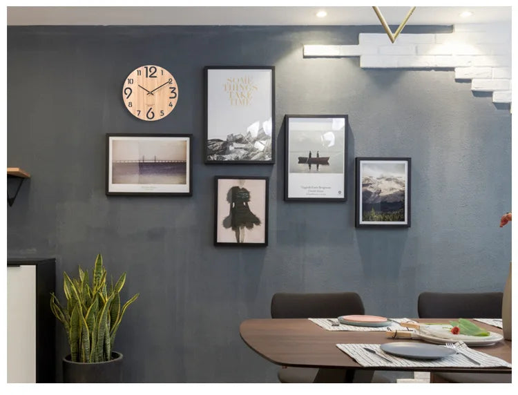 CozyFlame Wooden 3D Wall Clock – Modern Nordic Design Decorative Clock for Living Room & Kitchen (12 Inch