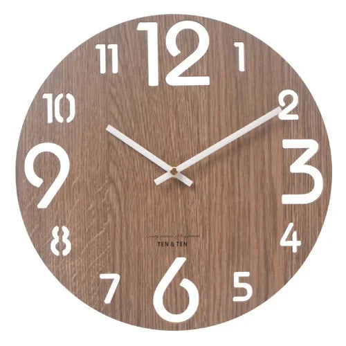 CozyFlame Wooden 3D Wall Clock – Modern Nordic Design Decorative Clock for Living Room & Kitchen (12 Inch