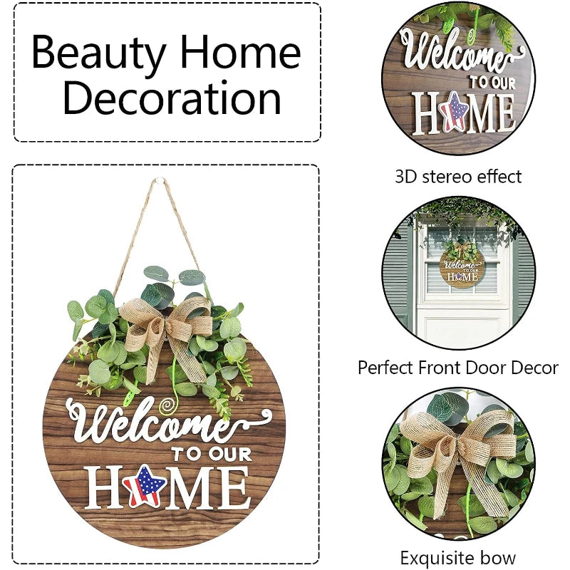 CozyFlame Rustic Welcome Door Sign – Christmas & Halloween Décor