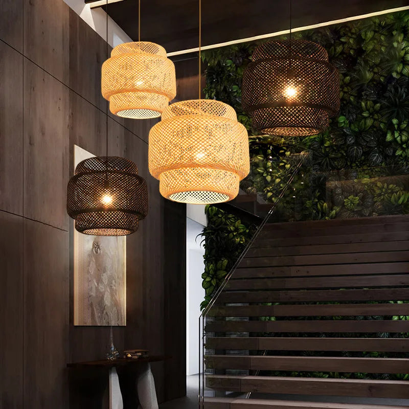 CozyFlame BambooRadiance Woven Pendant Light