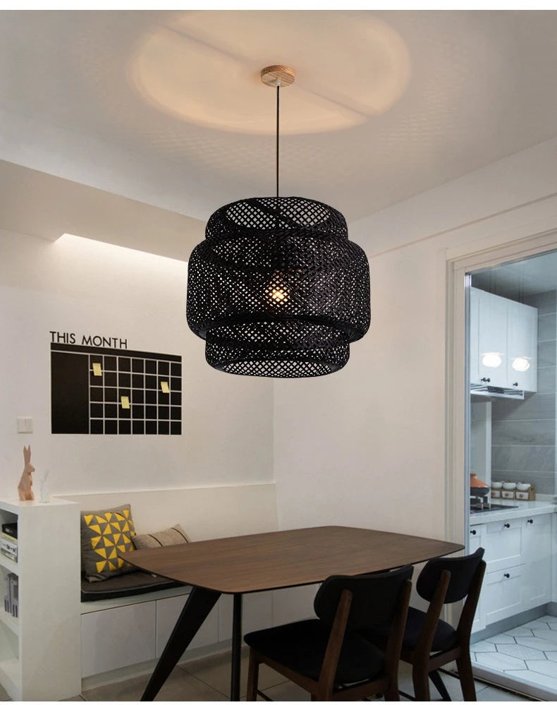 CozyFlame BambooRadiance Woven Pendant Light