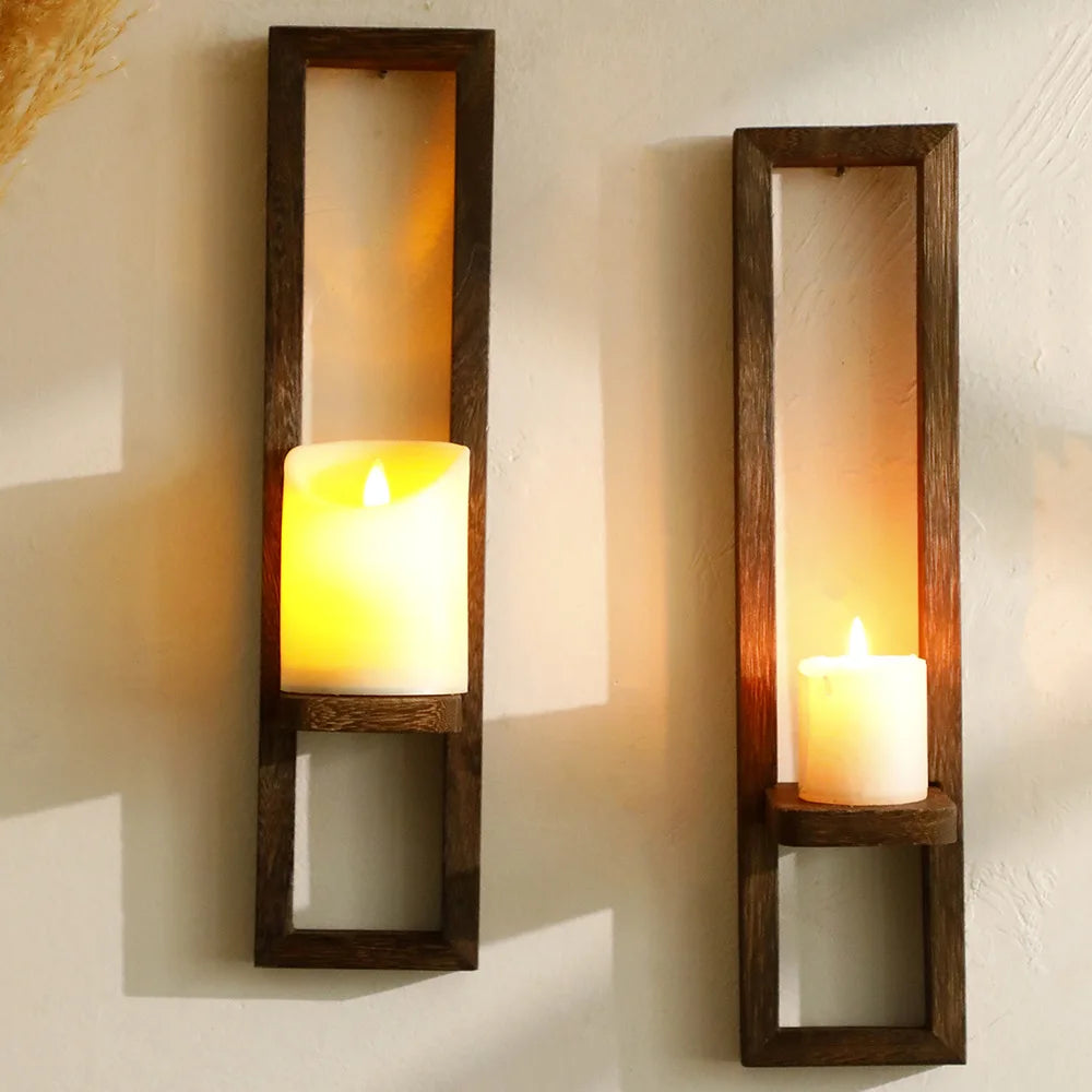 CozyFlame Wooden Wall Shelves – Door Frame Shaped Floating Shelf Display for Boho Home Decor