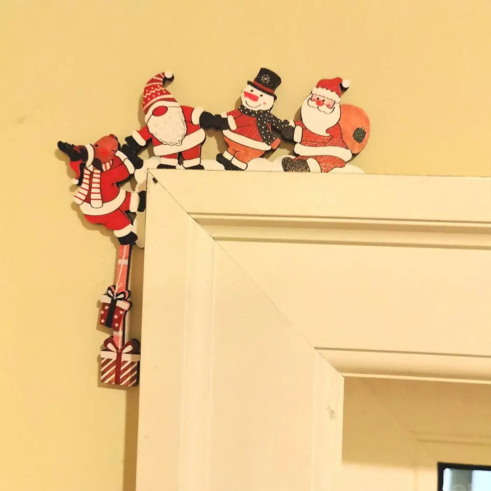 CozyFlame Wooden Santa Christmas Door Corner Decor – Snowman & Reindeer Frame Sign for Home & Party