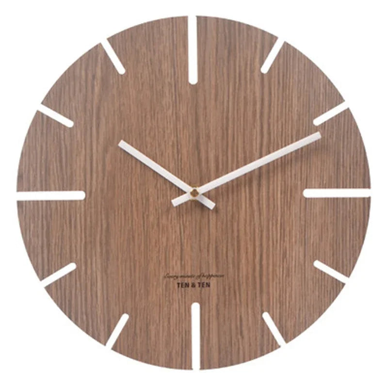 CozyFlame Wooden 3D Wall Clock – Modern Nordic Design Decorative Clock for Living Room & Kitchen (12 Inch