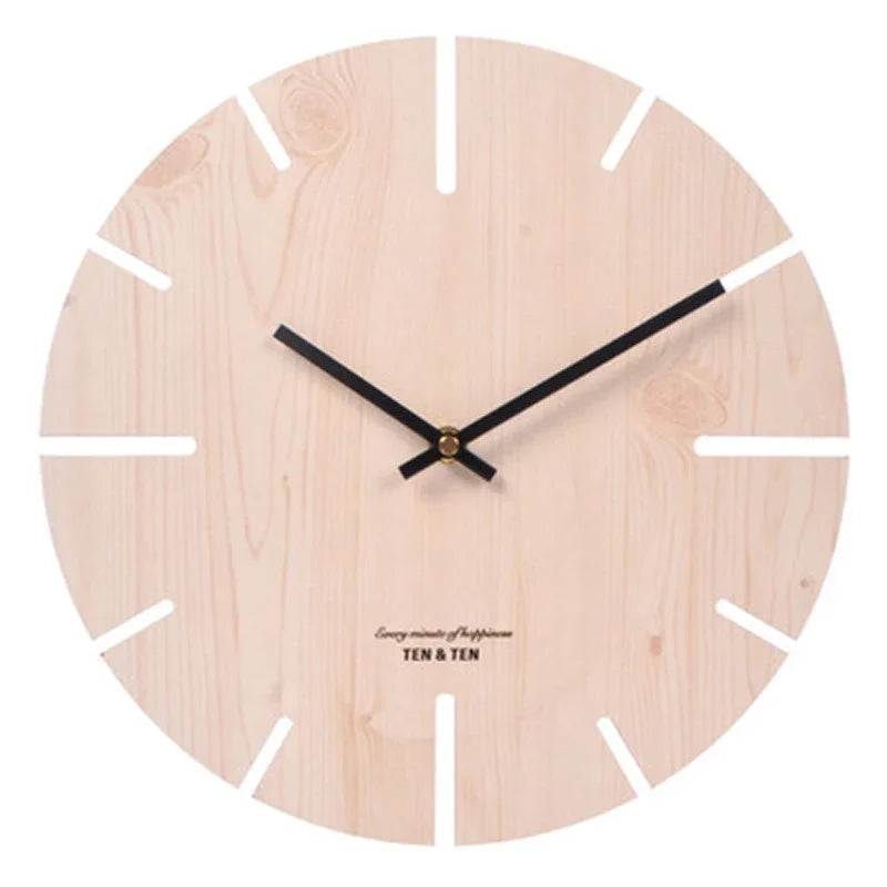 CozyFlame Wooden 3D Wall Clock – Modern Nordic Design Decorative Clock for Living Room & Kitchen (12 Inch