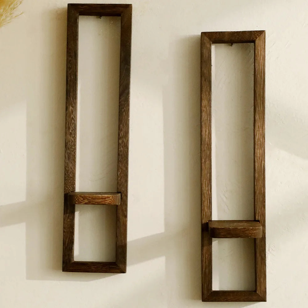 CozyFlame Wooden Wall Shelves – Door Frame Shaped Floating Shelf Display for Boho Home Decor