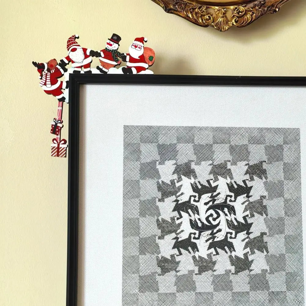 CozyFlame Wooden Santa Christmas Door Corner Decor – Snowman & Reindeer Frame Sign for Home & Party