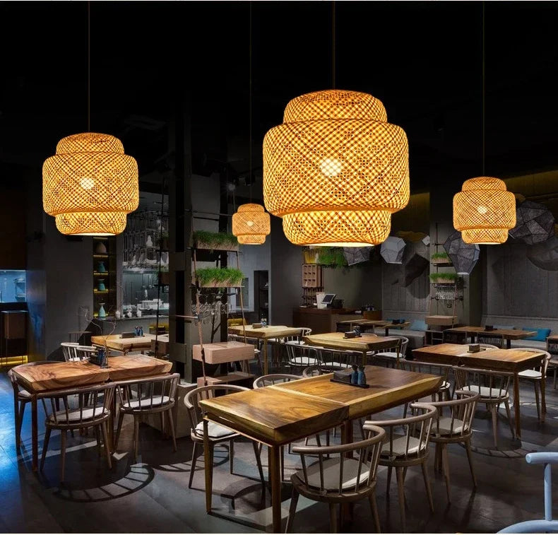 CozyFlame BambooRadiance Woven Pendant Light