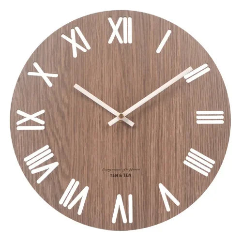 CozyFlame Wooden 3D Wall Clock – Modern Nordic Design Decorative Clock for Living Room & Kitchen (12 Inch