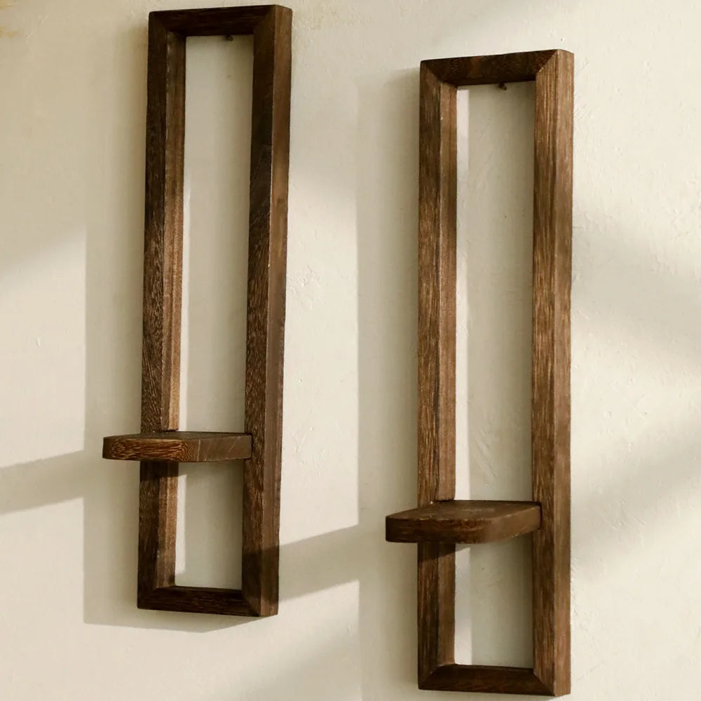 CozyFlame Wooden Wall Shelves – Door Frame Shaped Floating Shelf Display for Boho Home Decor