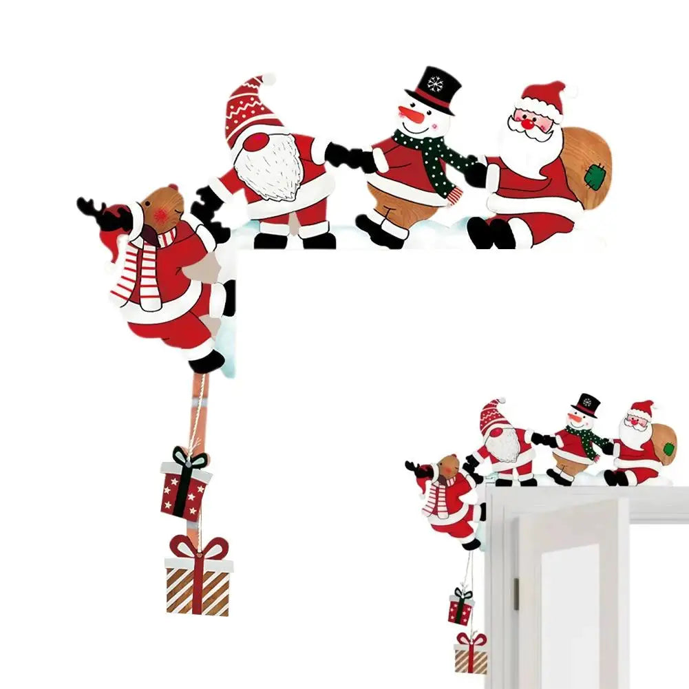 CozyFlame Wooden Santa Christmas Door Corner Decor – Snowman & Reindeer Frame Sign for Home & Party