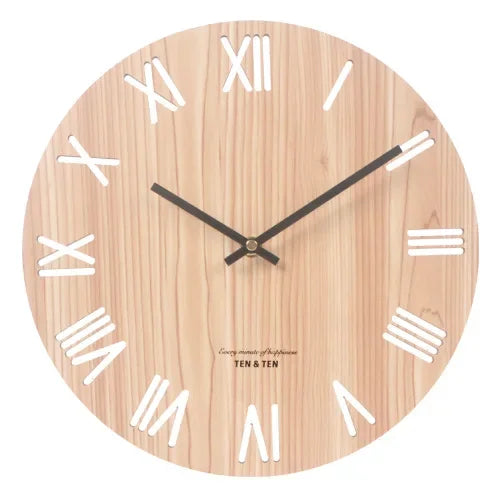 CozyFlame Wooden 3D Wall Clock – Modern Nordic Design Decorative Clock for Living Room & Kitchen (12 Inch