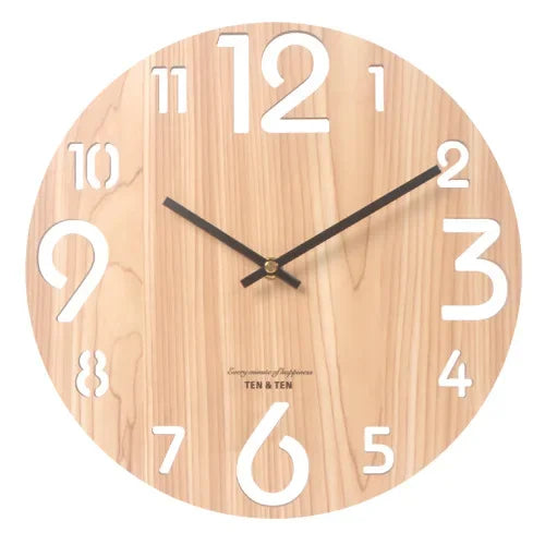 CozyFlame Wooden 3D Wall Clock – Modern Nordic Design Decorative Clock for Living Room & Kitchen (12 Inch