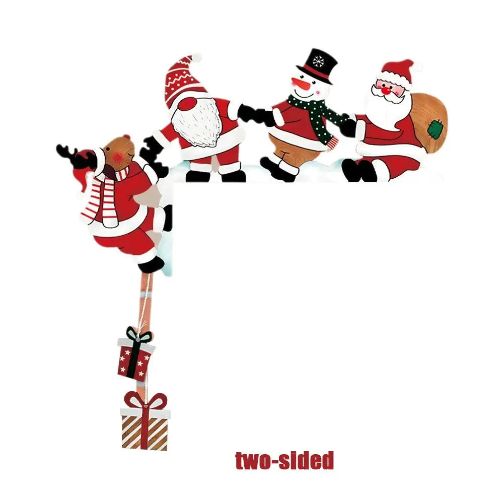 CozyFlame Wooden Santa Christmas Door Corner Decor – Snowman & Reindeer Frame Sign for Home & Party