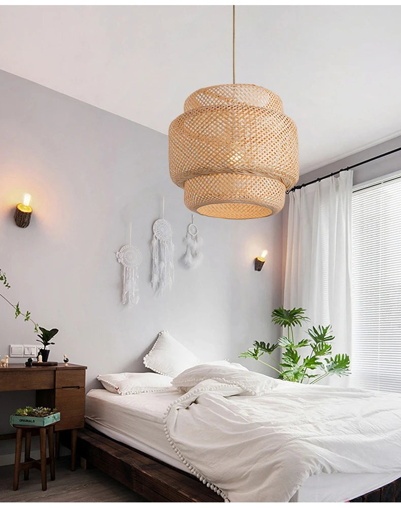 CozyFlame BambooRadiance Woven Pendant Light