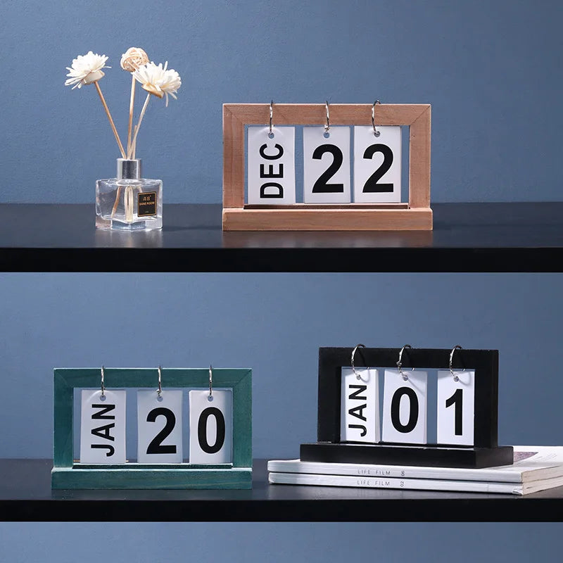 CozyFlame Wooden Perpetual Calendar – Desktop Hanging Calendar & Home Office Decoration