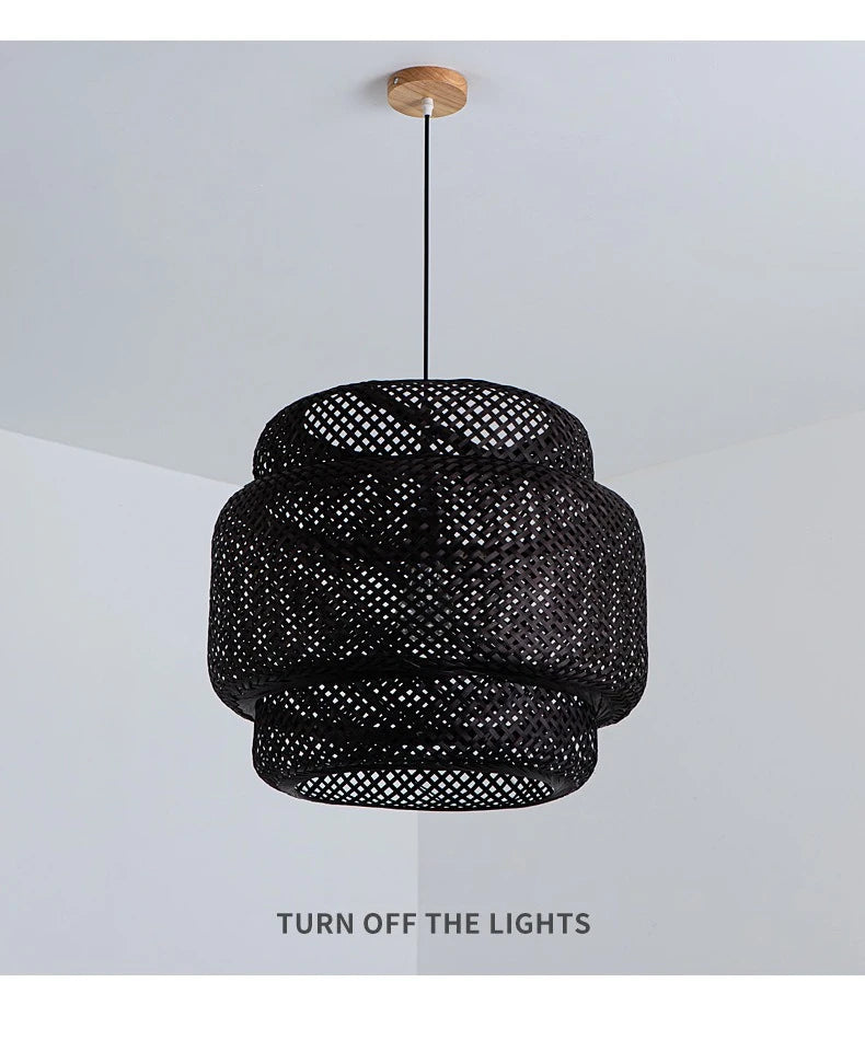 CozyFlame BambooRadiance Woven Pendant Light