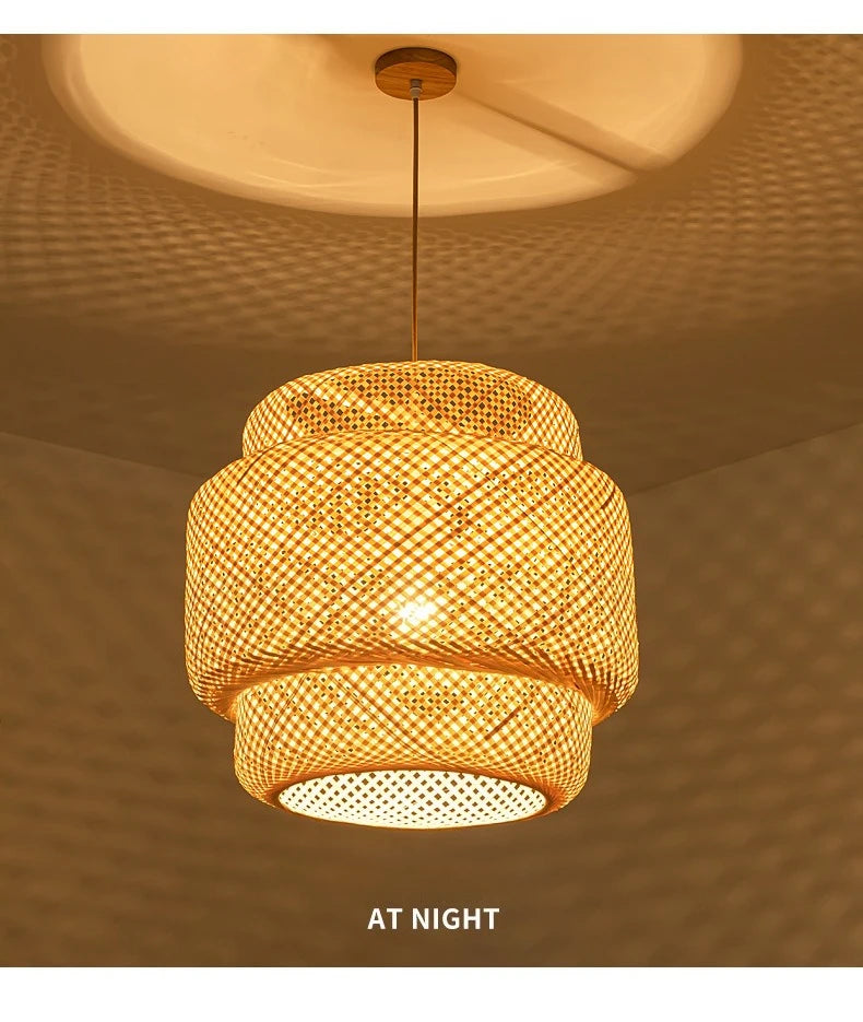 CozyFlame BambooRadiance Woven Pendant Light