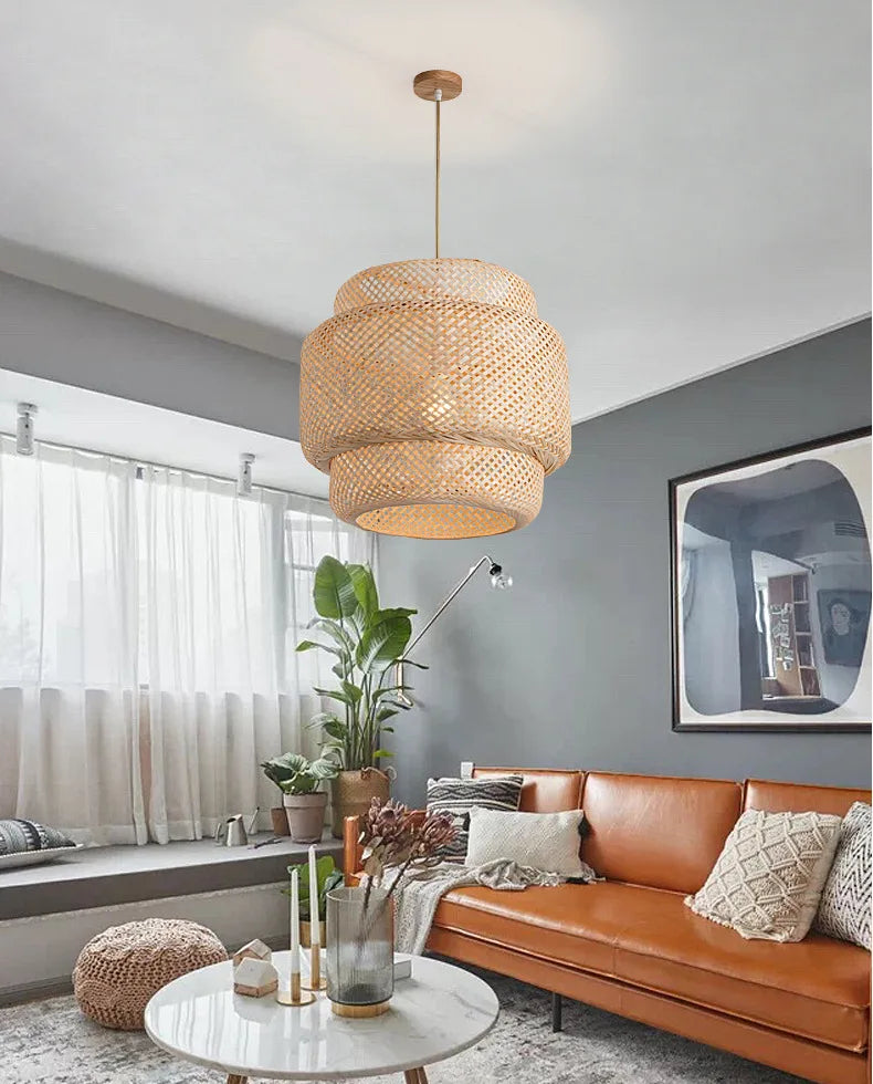 CozyFlame BambooRadiance Woven Pendant Light