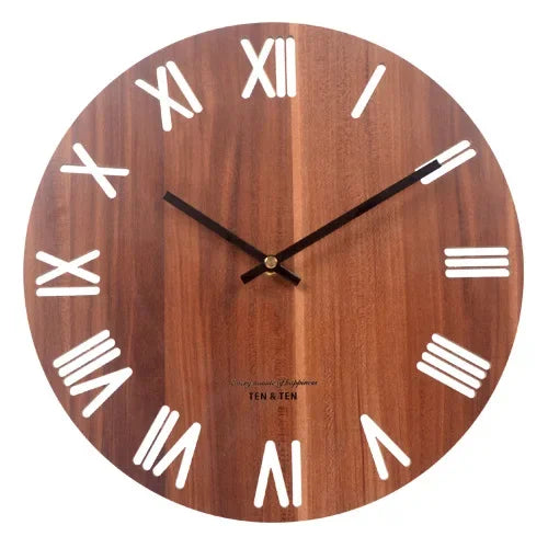 CozyFlame Wooden 3D Wall Clock – Modern Nordic Design Decorative Clock for Living Room & Kitchen (12 Inch