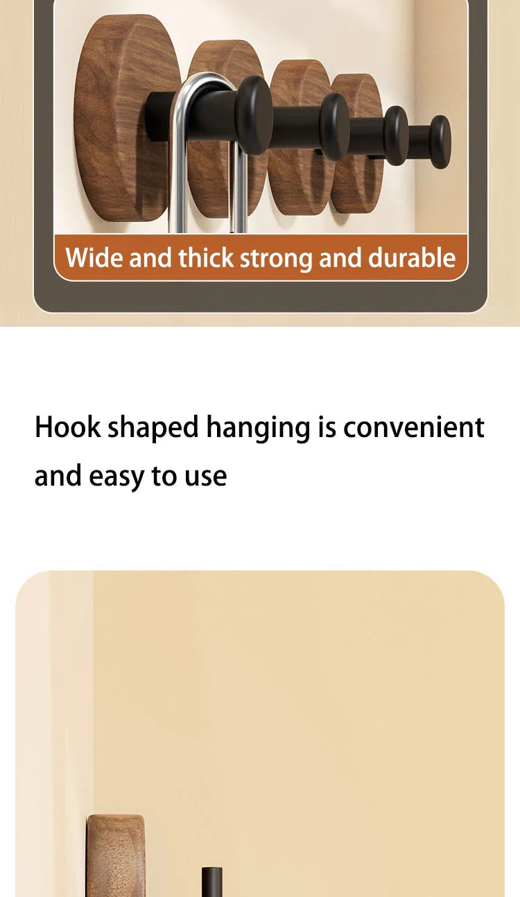 CozyFlame Wooden Wall Hooks – Natural Eco-Friendly Non-Slip Hangers for Bathroom, Kitchen & Home Decor