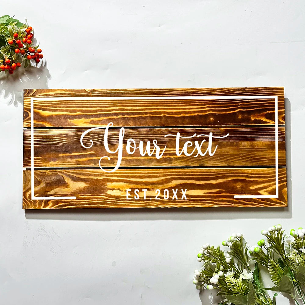 CozyFlame Personalized Wooden Family Name Sign – Custom Last Name & Est. Date Rustic Home Decor