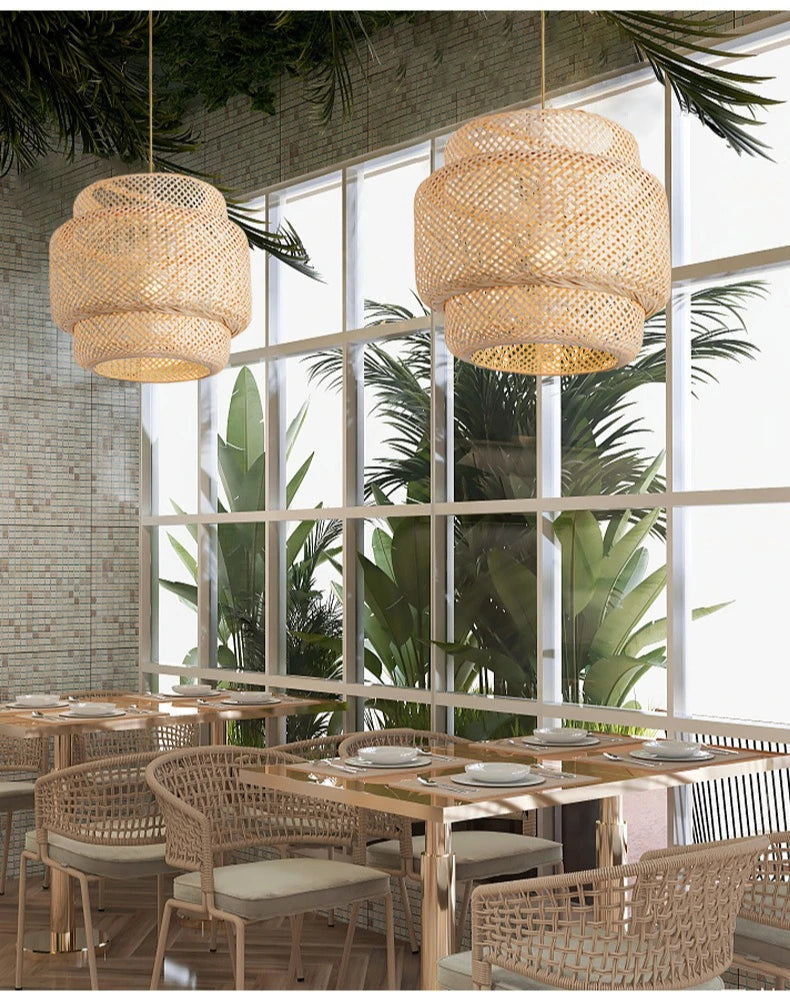 CozyFlame BambooRadiance Woven Pendant Light
