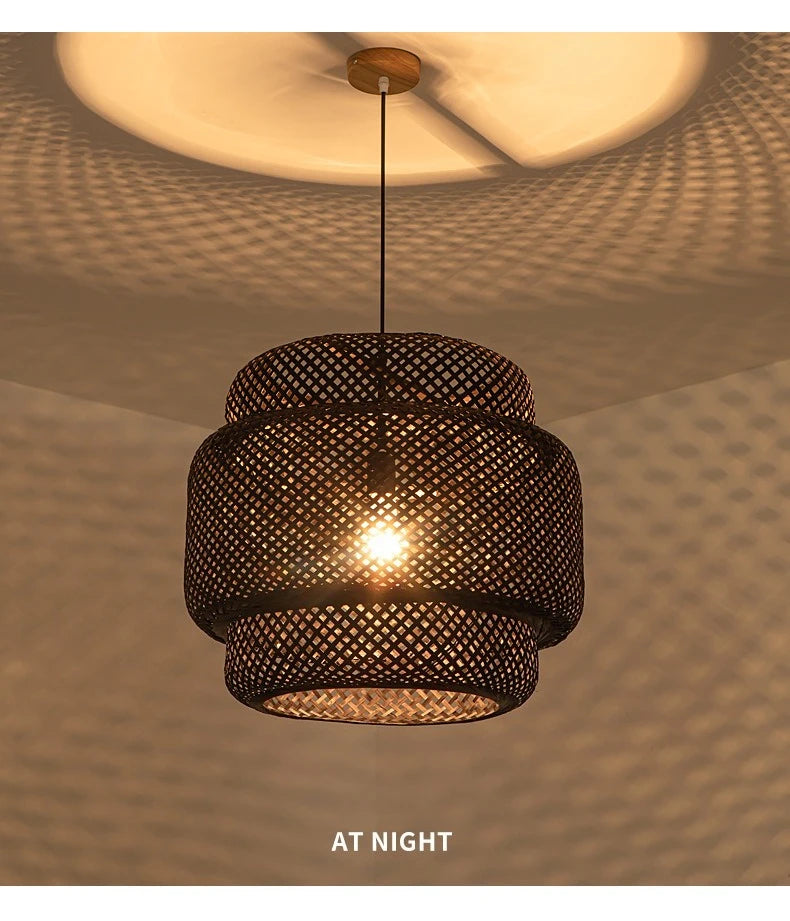 CozyFlame BambooRadiance Woven Pendant Light