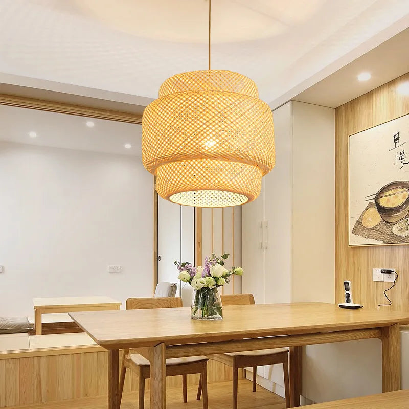 CozyFlame BambooRadiance Woven Pendant Light