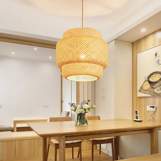 CozyFlame BambooRadiance Woven Pendant Light