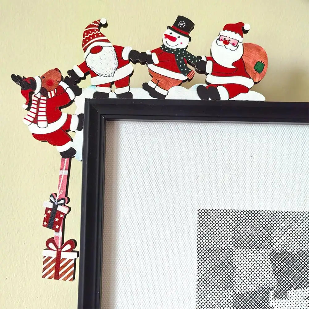 CozyFlame Wooden Santa Christmas Door Corner Decor – Snowman & Reindeer Frame Sign for Home & Party