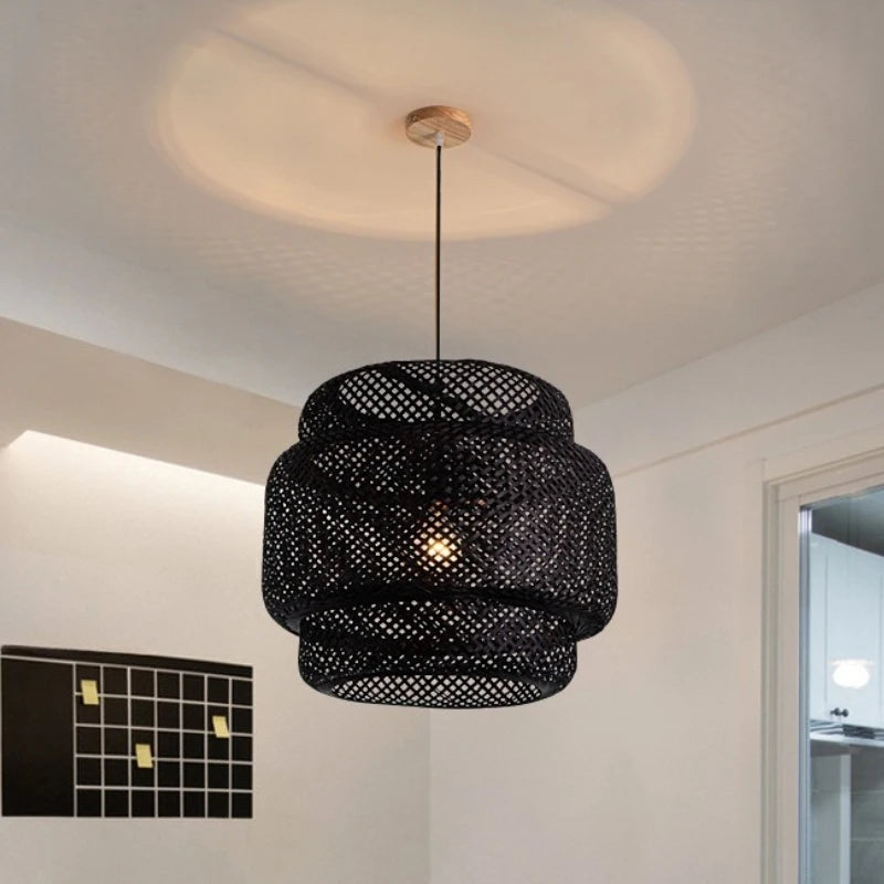CozyFlame BambooRadiance Woven Pendant Light