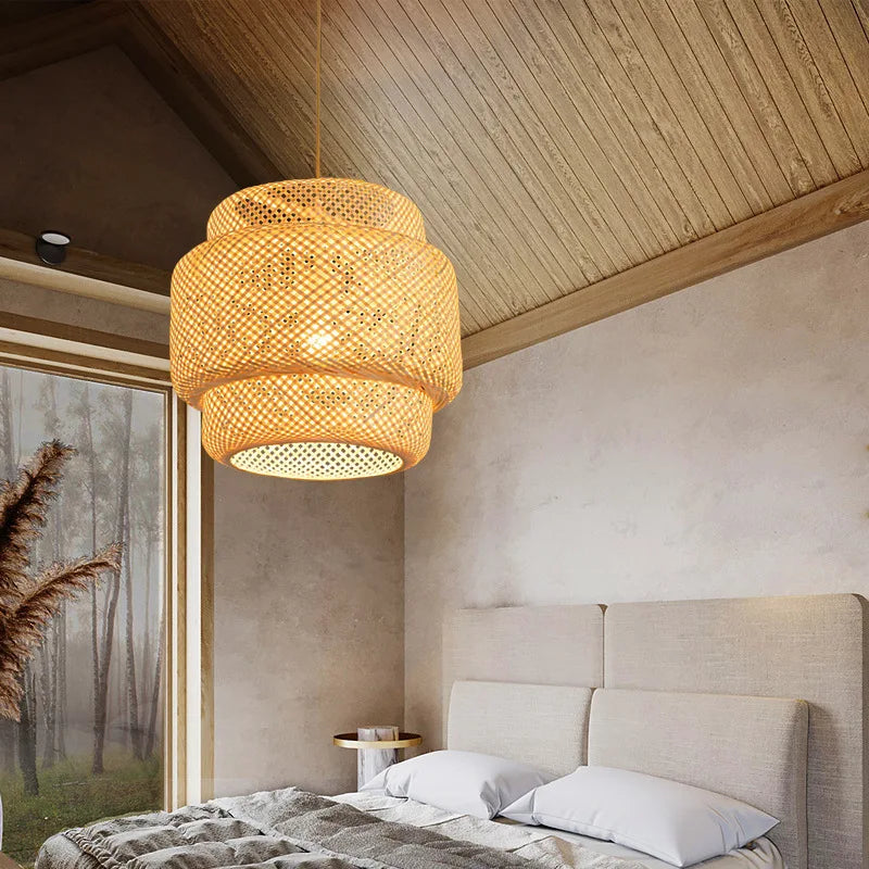 CozyFlame BambooRadiance Woven Pendant Light