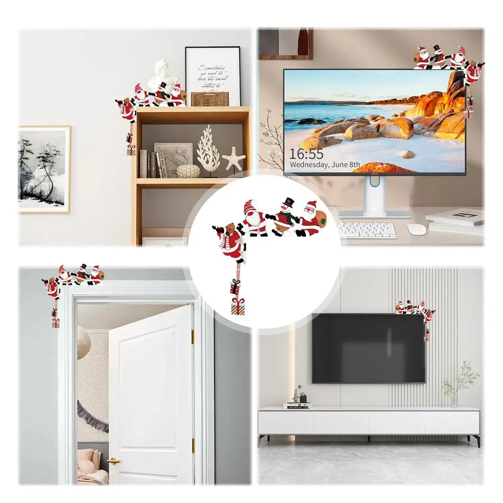 CozyFlame Wooden Santa Christmas Door Corner Decor – Snowman & Reindeer Frame Sign for Home & Party