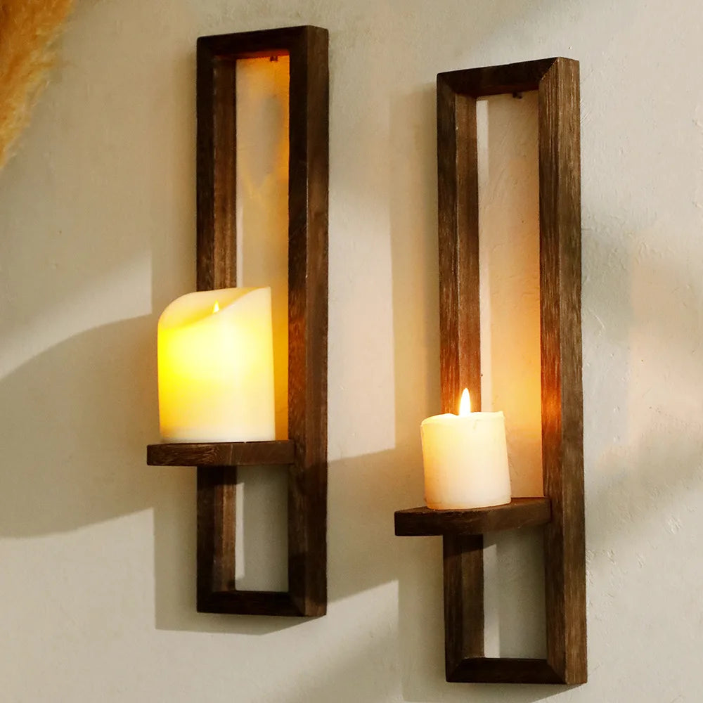 CozyFlame Wooden Wall Shelves – Door Frame Shaped Floating Shelf Display for Boho Home Decor
