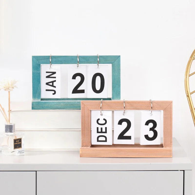 CozyFlame Wooden Perpetual Calendar – Desktop Hanging Calendar & Home Office Decoration