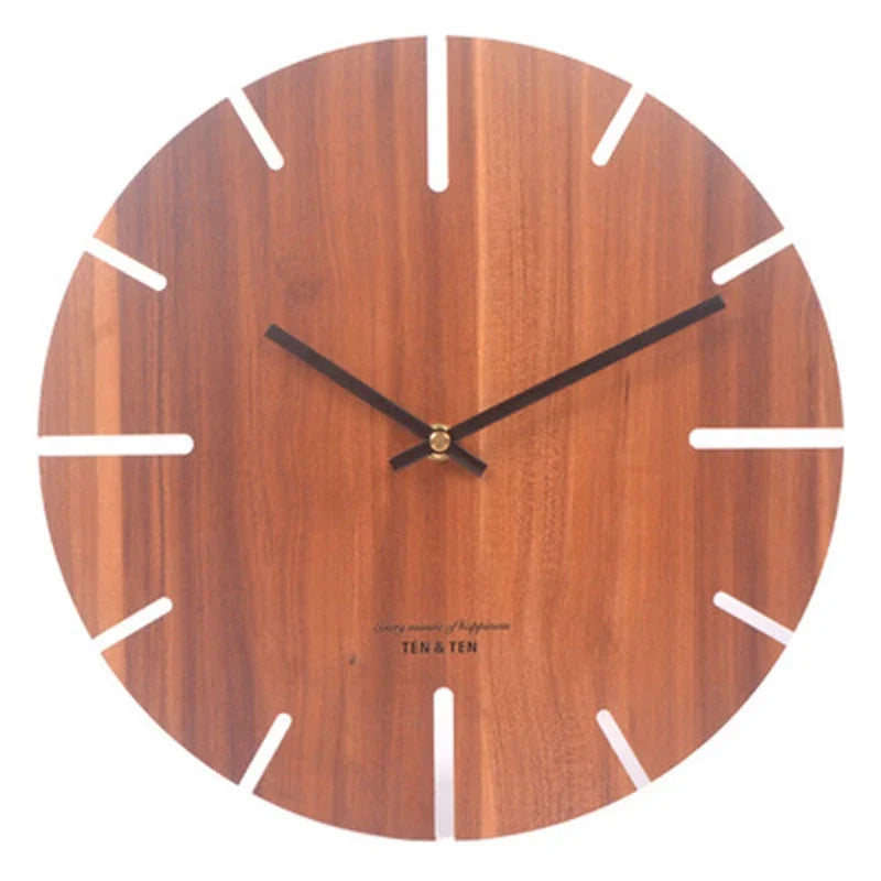 CozyFlame Wooden 3D Wall Clock – Modern Nordic Design Decorative Clock for Living Room & Kitchen (12 Inch