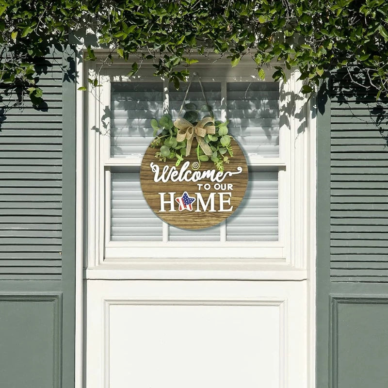 CozyFlame Rustic Welcome Door Sign – Christmas & Halloween Décor