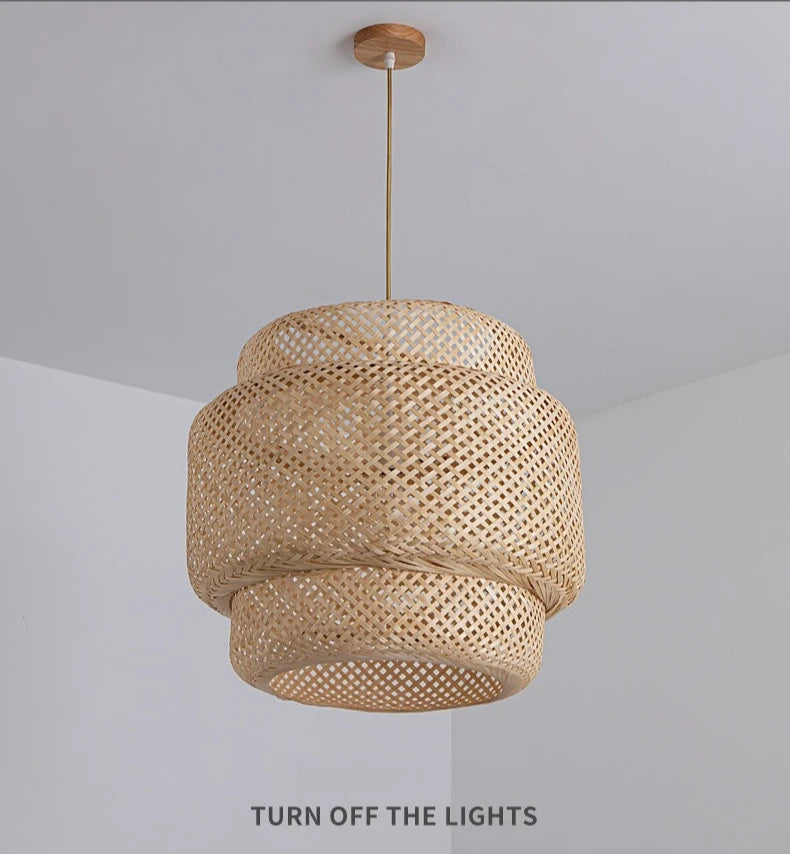 CozyFlame BambooRadiance Woven Pendant Light