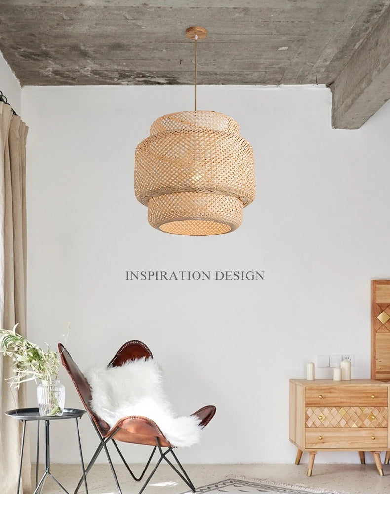 CozyFlame BambooRadiance Woven Pendant Light